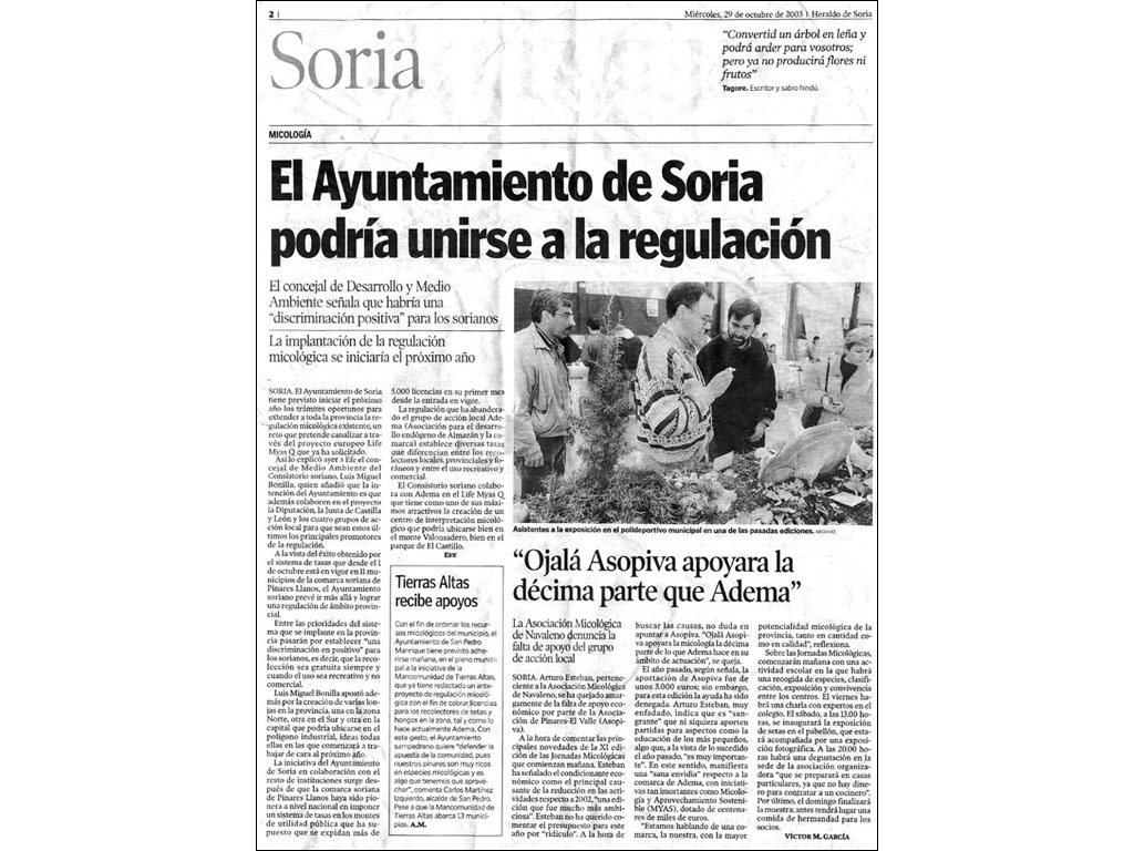 HERALDO DE SORIA 29 de Octubre de 2003